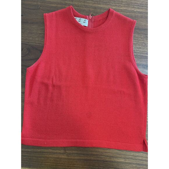 Vintage J.S.S Womans Knit Sleeveless Tank Red Small Wool Blend Classic Tank USA - Picture 1 of 10